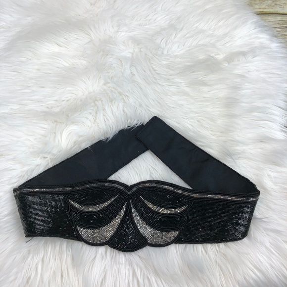 Vintage Nina Ricci Paris Black Beaded Wide Belt main image 7
